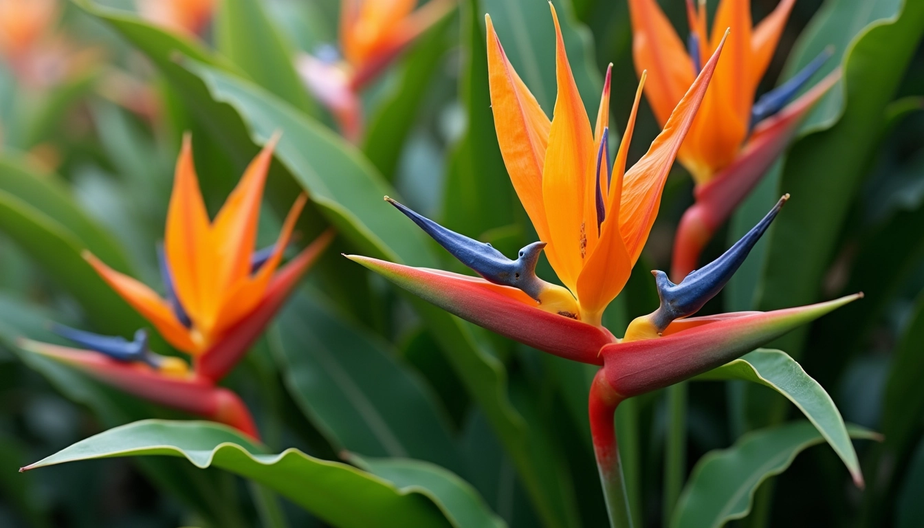 Vibrant Bird of Paradise Flowers Blooming in a Hawaiian Garden