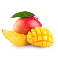 Fresh Mango Kent, whole and diced with a green leaf – Old Plantation House